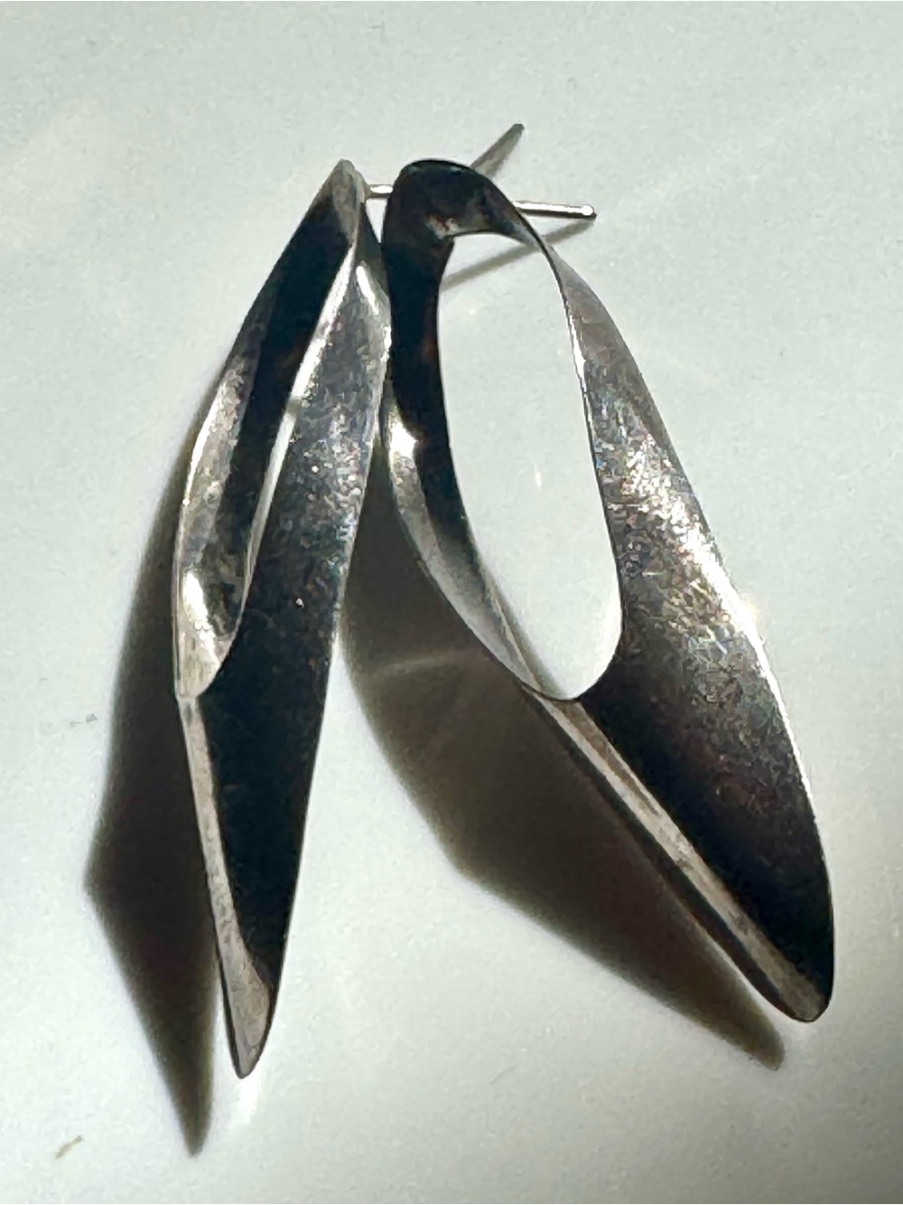 Vintage Sterling Silver Large Teardrop Earrings
